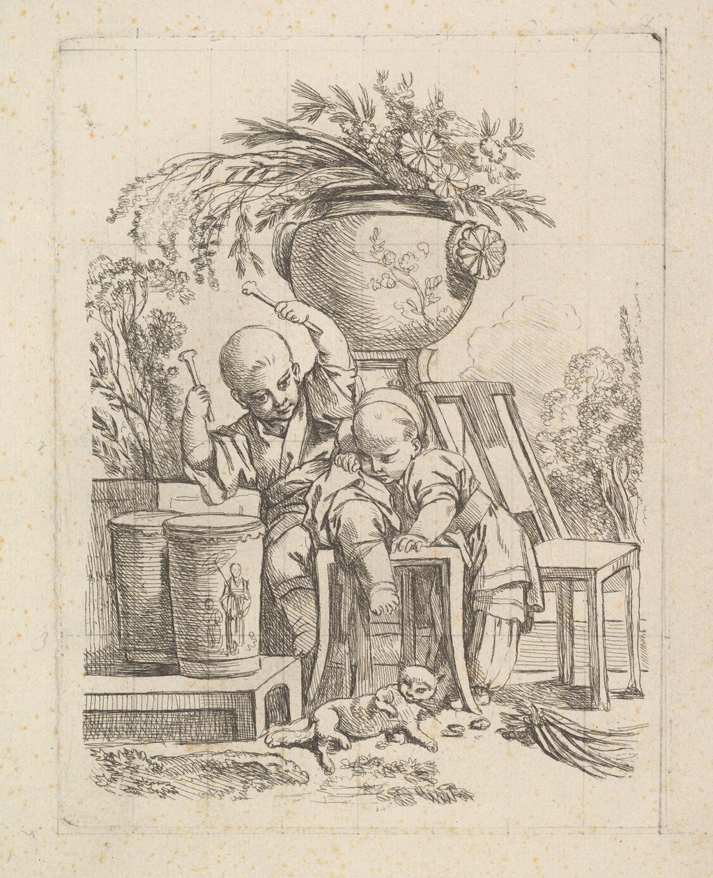 Két gyerek, egy dobon. alkotó: Baron de Thiers Louis Antoine Crozat