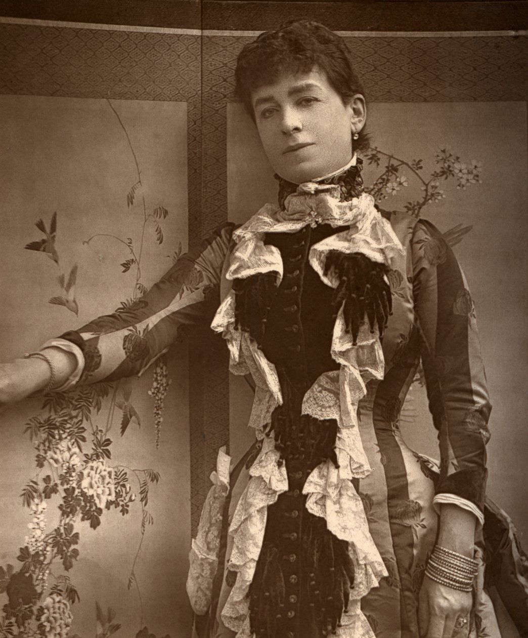 Lady Monckton brit színésznő a Jim the Penman című filmben, 1886 alkotó: Barraud