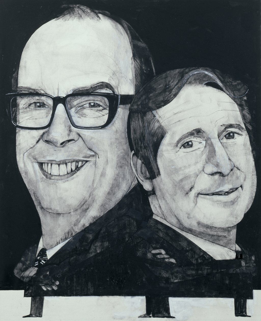 Morecambe és Wise portréja, illusztráció a The Listener számára, 1970-es évek (gouache a fedélzeten) alkotó: Barry Fantoni