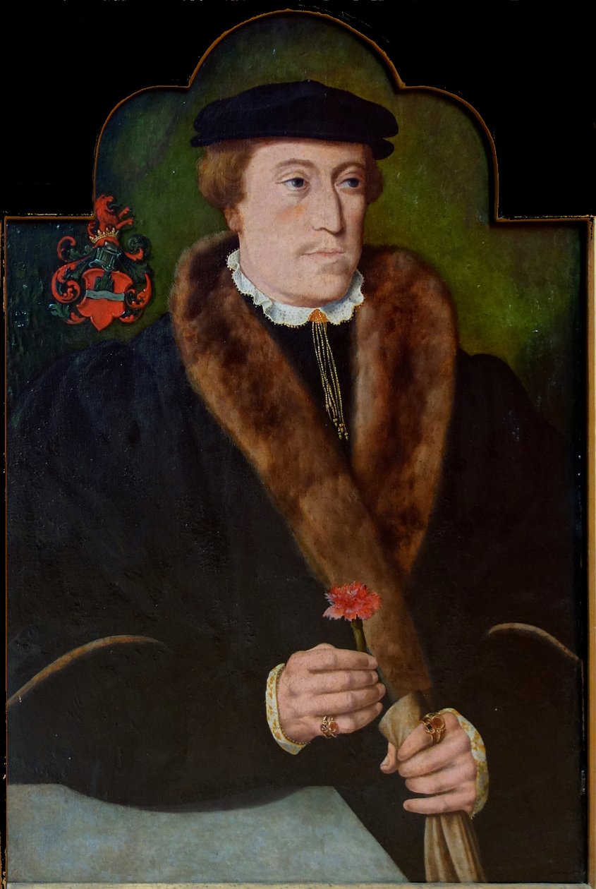 Jegyet és kesztyűt tartó ember portréja alkotó: Barthel Bruyn the Elder