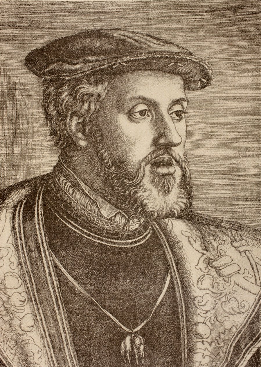 Charles Quint portréja, 1920-ban megjelent (litho) alkotó: Barthel (after) Beham