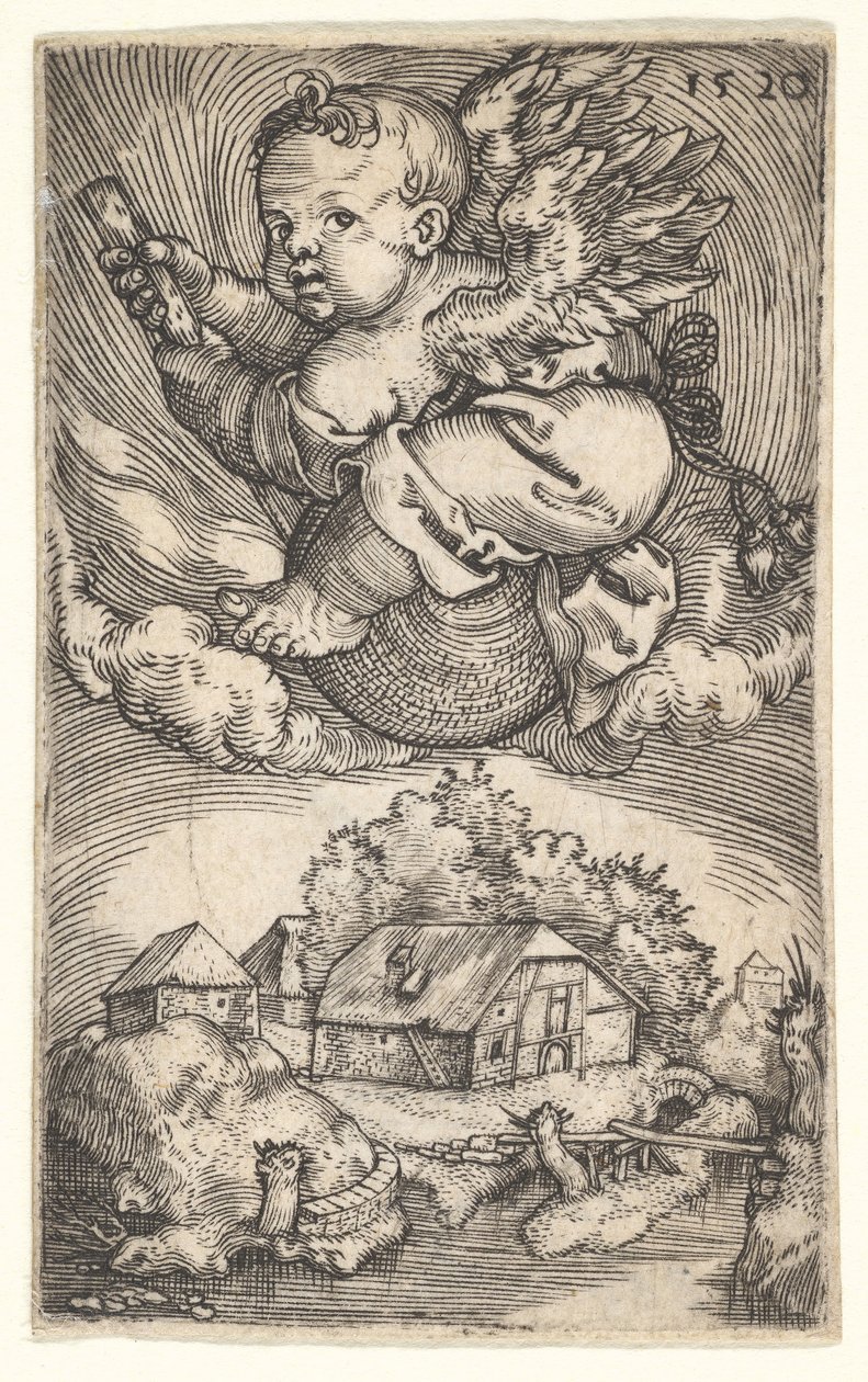 Zseni a levegőben lebegő földgömbön, 17. század közepe. alkotó: Barthel Beham