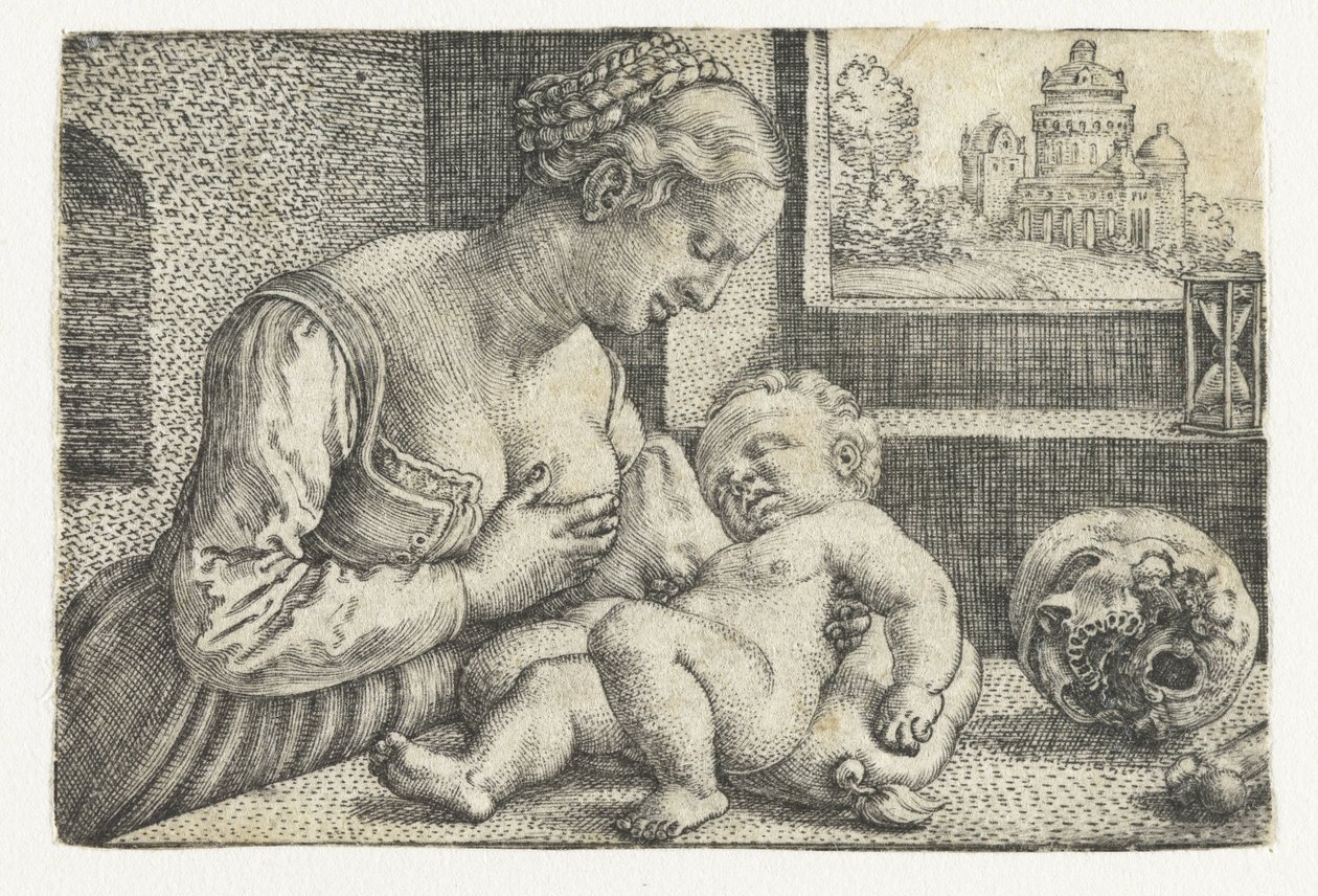 Mária gyermekével a mellén és a koponyáján alkotó: Barthel Beham