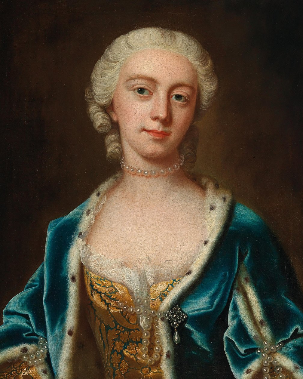Szász-Gothai Augusta 1719-1772, walesi hercegnő portréja, XVIII. század közepe. alkotó: Barthelemy Du Pan
