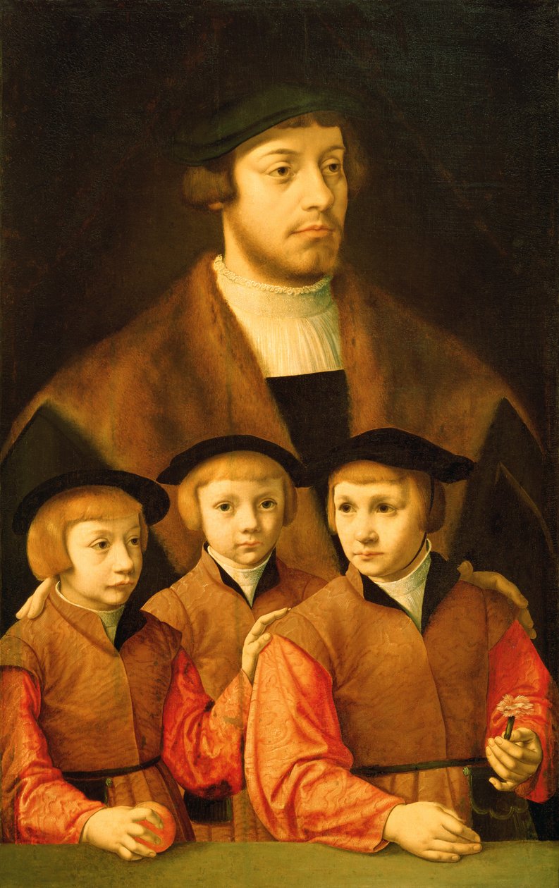 Portré egy emberről és három fiáról, 1530-as évek vége – 1540-es évek eleje alkotó: Bartholomaeus Bruyn