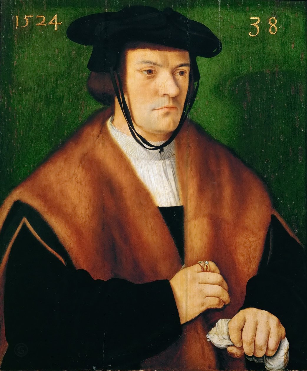 Gerhard von Westerburg (1486-1539 után), félalakos, prémmel szegélyezett köpenyben és fekete kalapban. alkotó: Bartholomaeus Bruyn the Elder