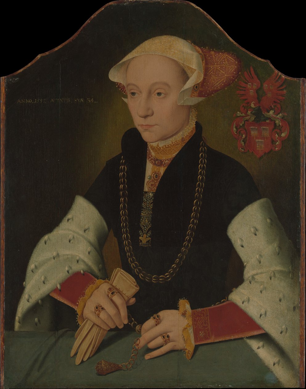 A kölni Slosgin családhoz tartozó női portré, 1557. alkotó: Bartholomaeus Bruyn the Younger