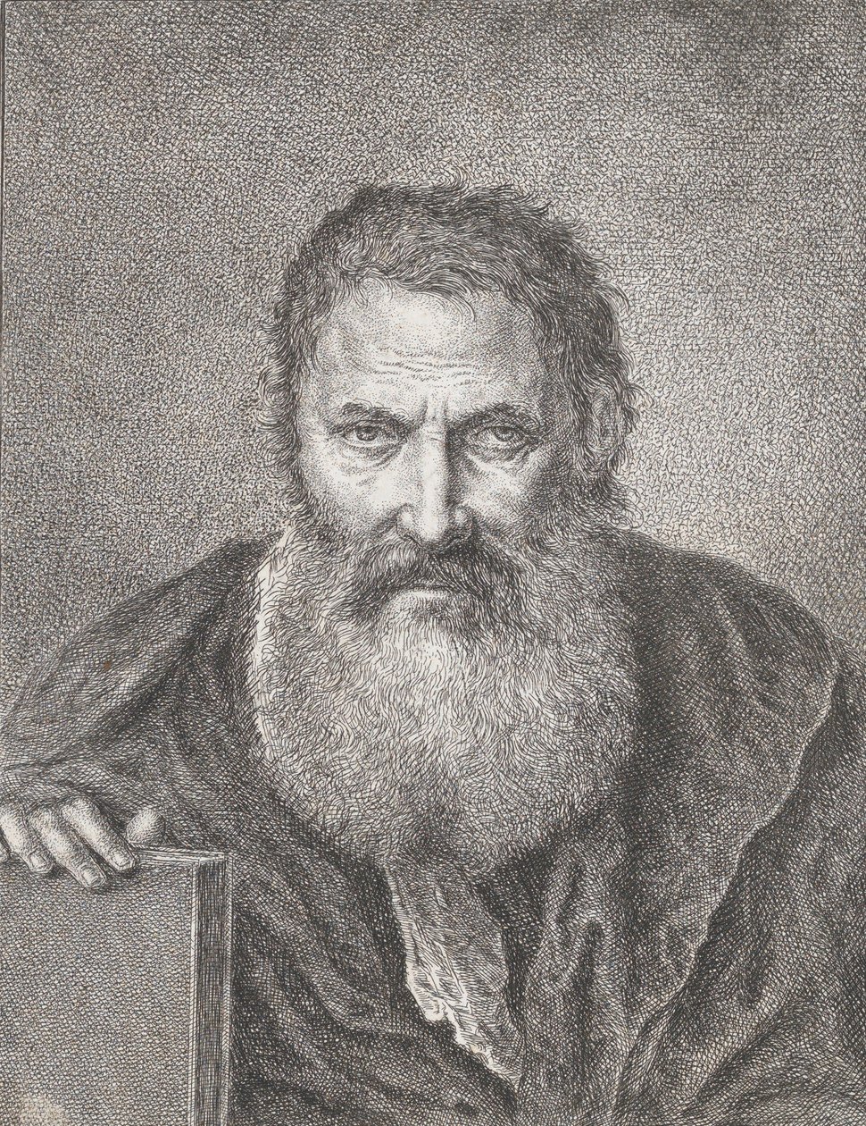 Egy könyvet tartó szakállas férfi portréja, kb. 1750-1815. alkotó: Bartholomaeus Ignaz Weiss