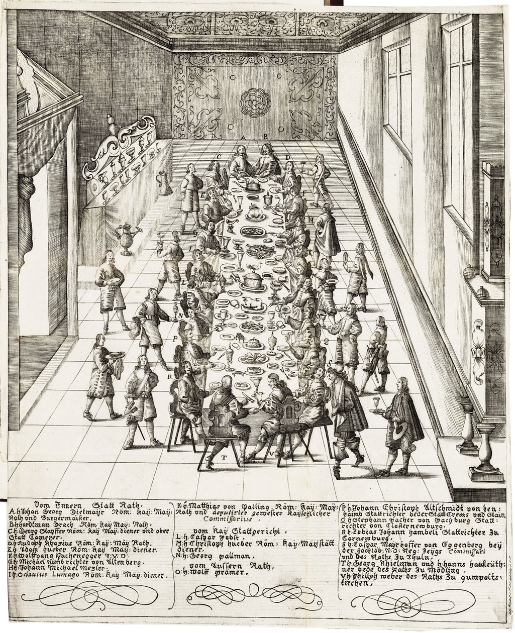 Ünnepi étkezés IV. Ferdinánd (1633-1654) római király, magyar király és cseh király hűségeskütétele alkalmából Bécsben 1651. szeptember 5-én. alkotó: Bartholomäus Kilian