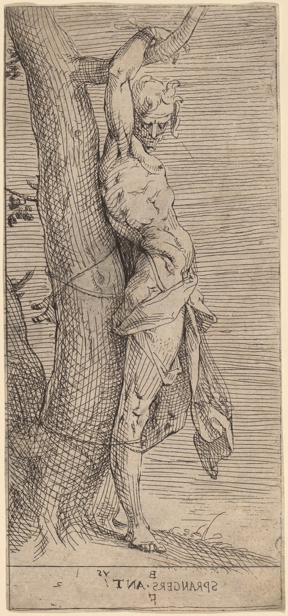 Szent Sebestyén, fához kötve alkotó: Bartholomaeus Spranger