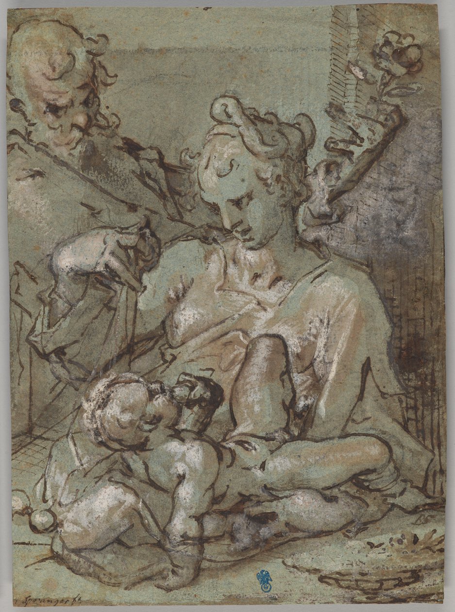 A Szent Család Szent Józseffel, aki a rózsát tartja alkotó: Bartholomaeus Spranger