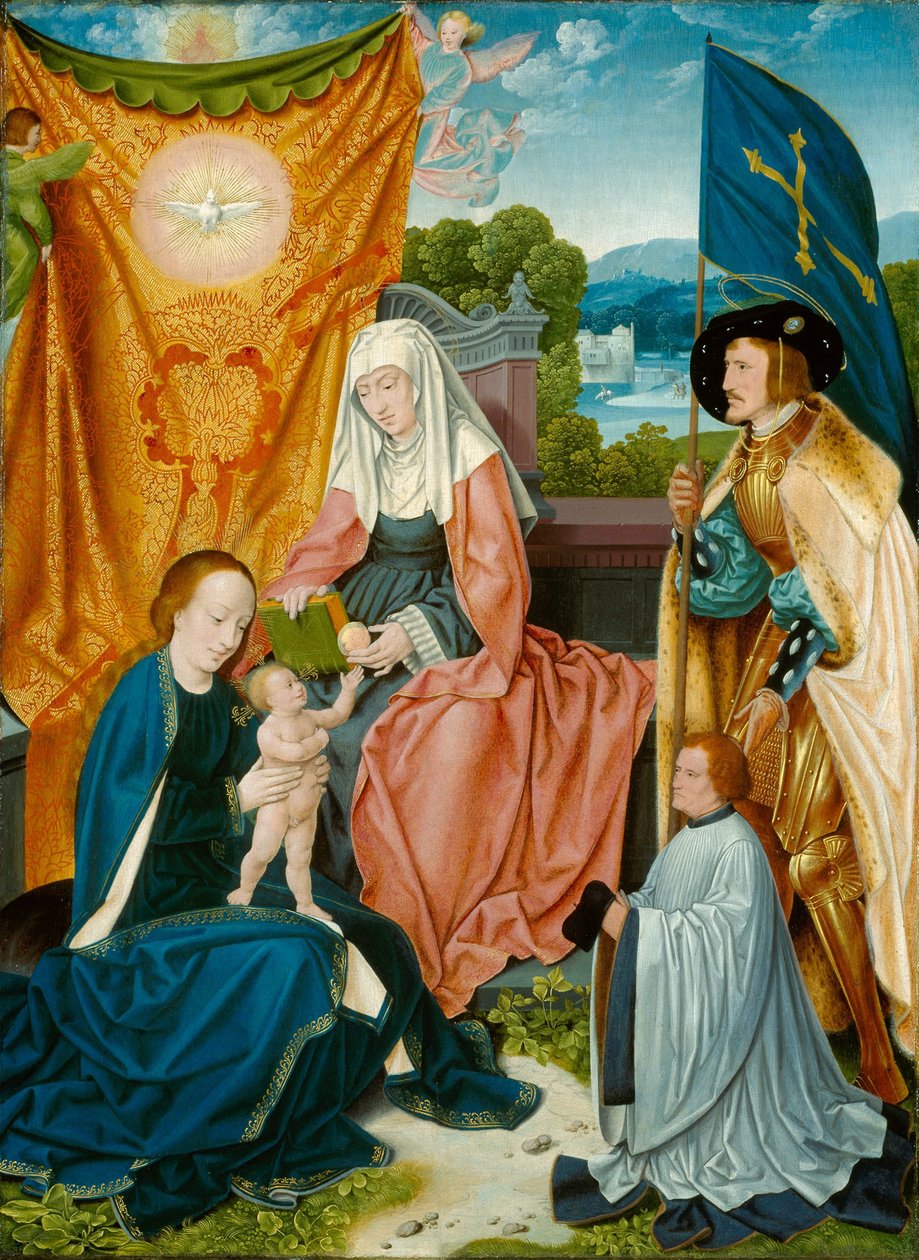 Szűzanya és gyermeke Szent Annával, Szent Gereon és egy adományozóval, 1520 körül (olaj, tábla) alkotó: Bartholomaeus the Elder Bruyn