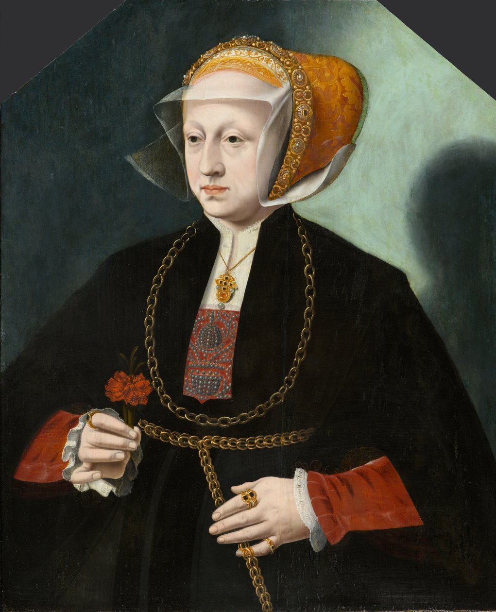 Heinrich Crüdener feleségének portréja, 1580-1590 körül (olaj, tábla) alkotó: Bartholomaus the Younger Bruyn
