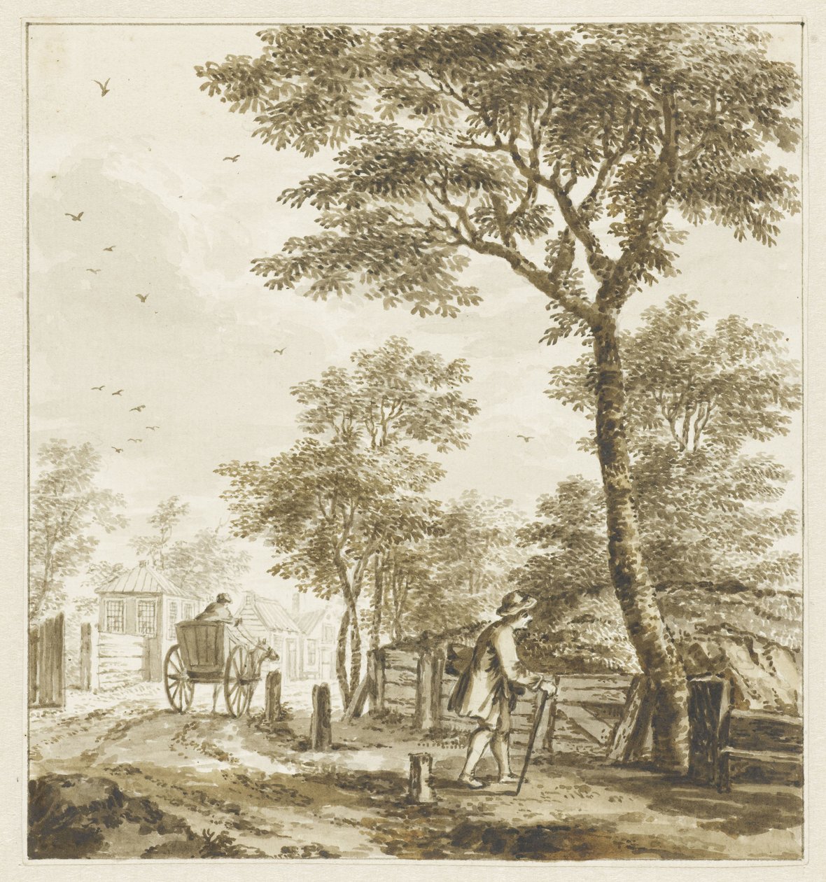 Táj figurákkal, lóval és kocsival alkotó: Bartholomeus Barbiers