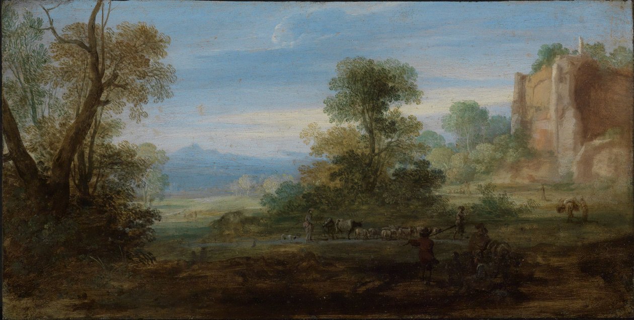 Olasz táj antik romokkal alkotó: Bartholomeus Breenbergh