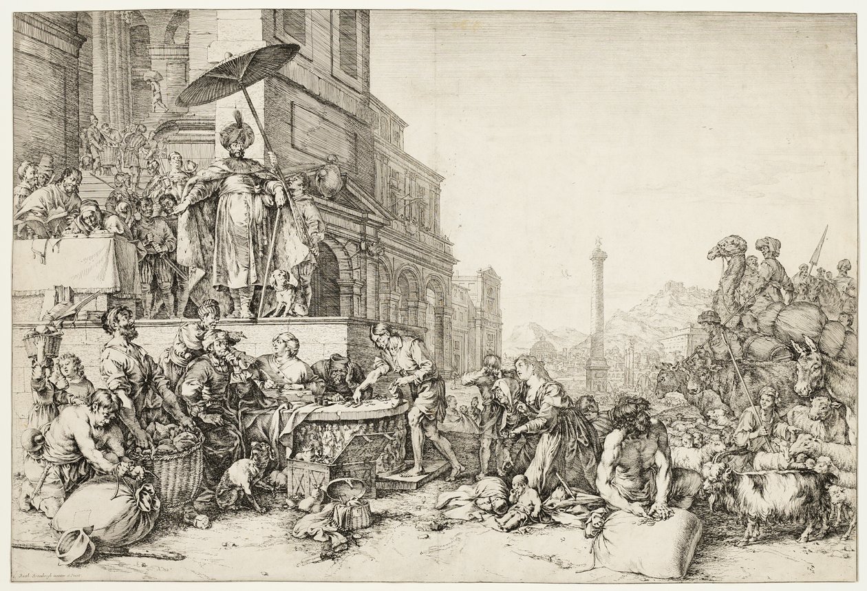 József gabonát oszt Egyiptomba alkotó: Bartholomeus Breenbergh