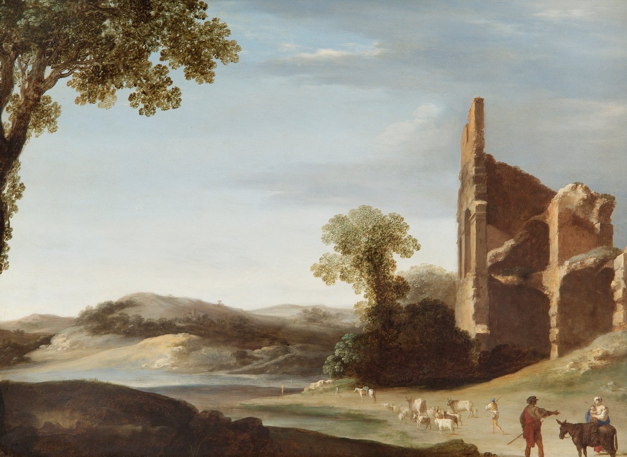 "Táj klasszikus romokkal és alakokkal", 1630 alkotó: Bartholomeus Breenbergh