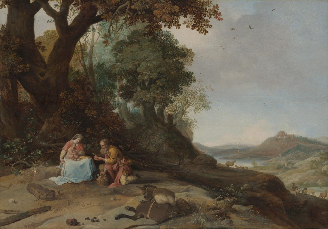 Táj pihenéssel a menekülés során alkotó: Bartholomeus Breenbergh