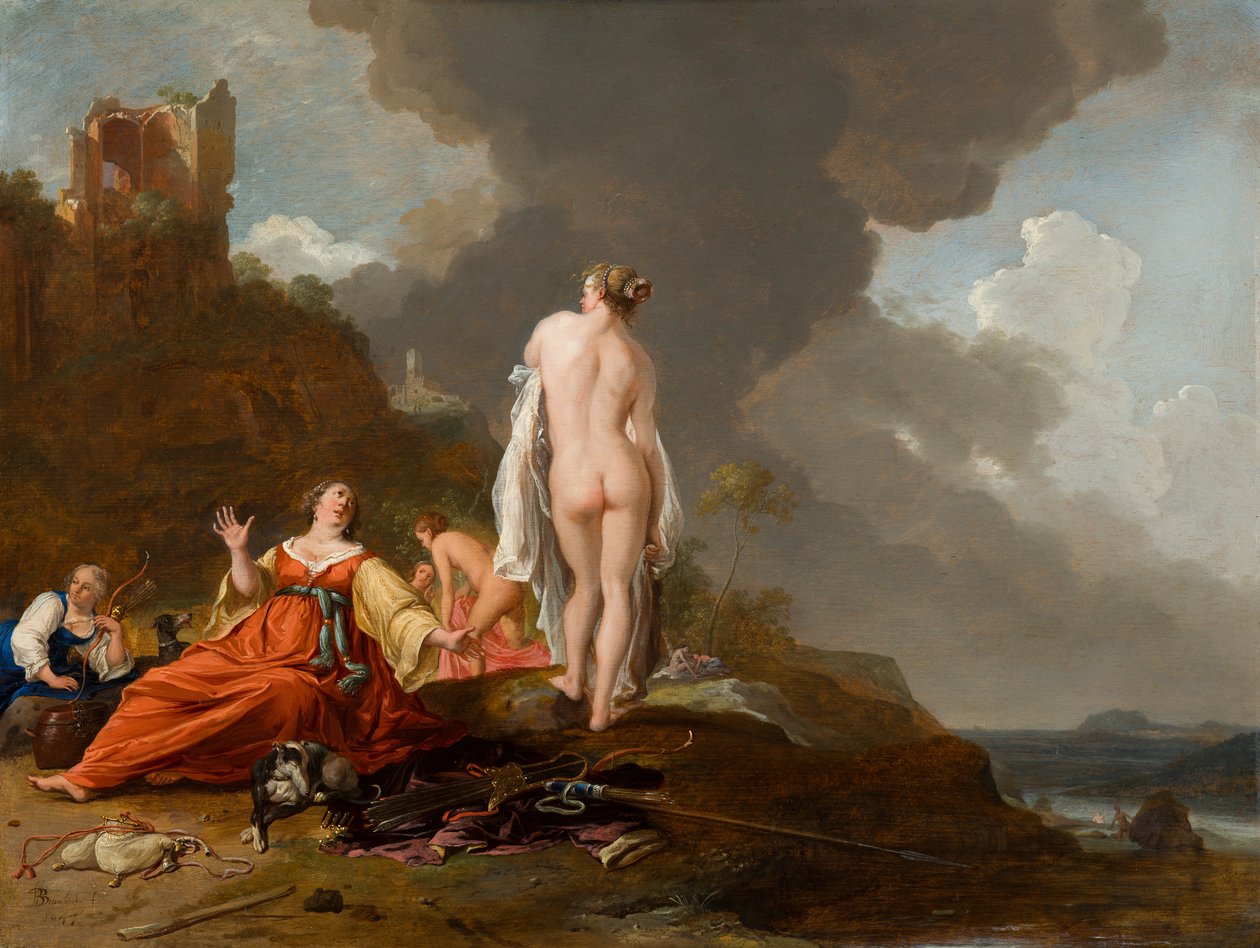 Tájkép vadásznimfával (és Dianával) alkotó: Bartholomeus Breenbergh