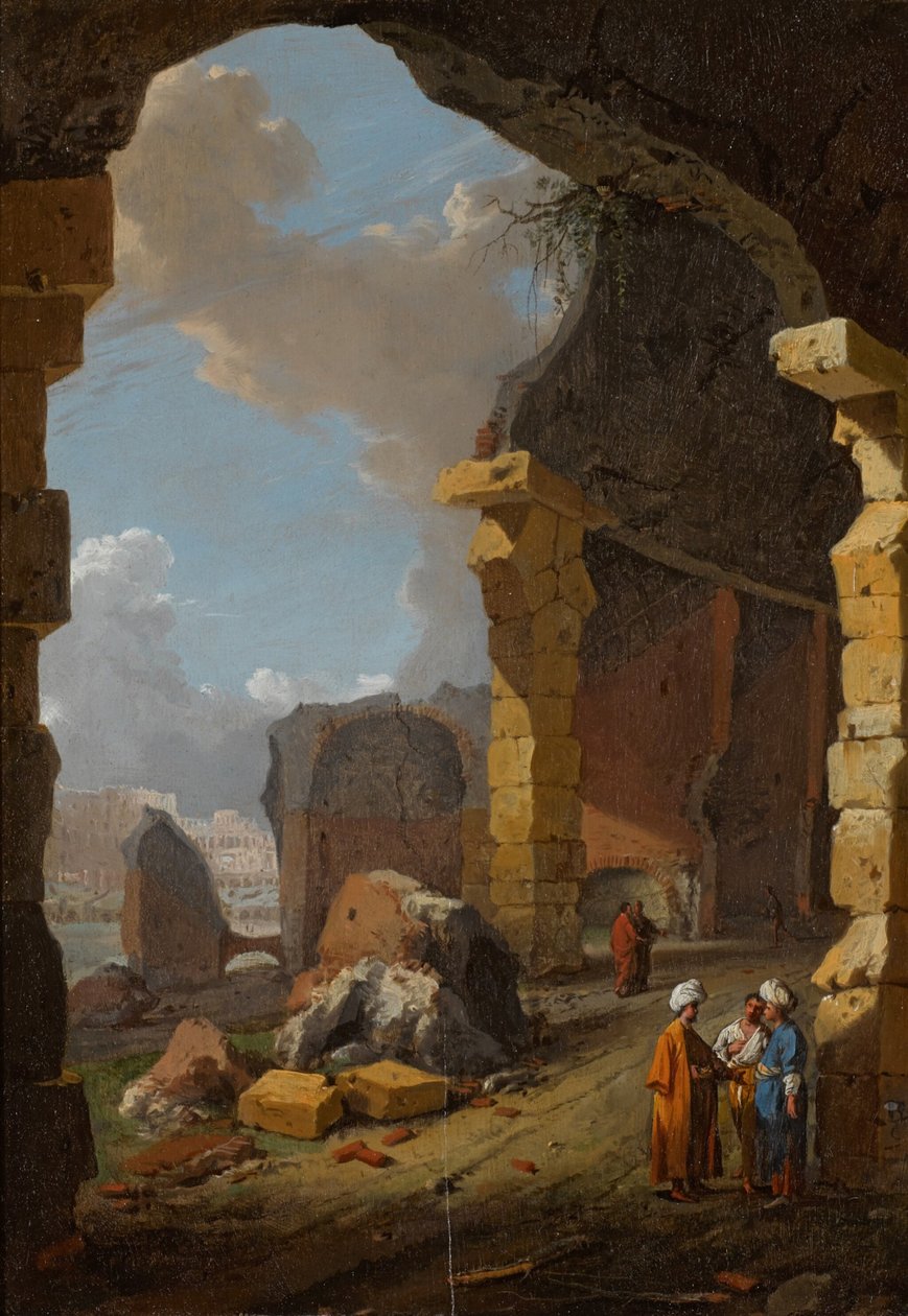 Római romok turbános alakokkal alkotó: Bartholomeus Breenbergh