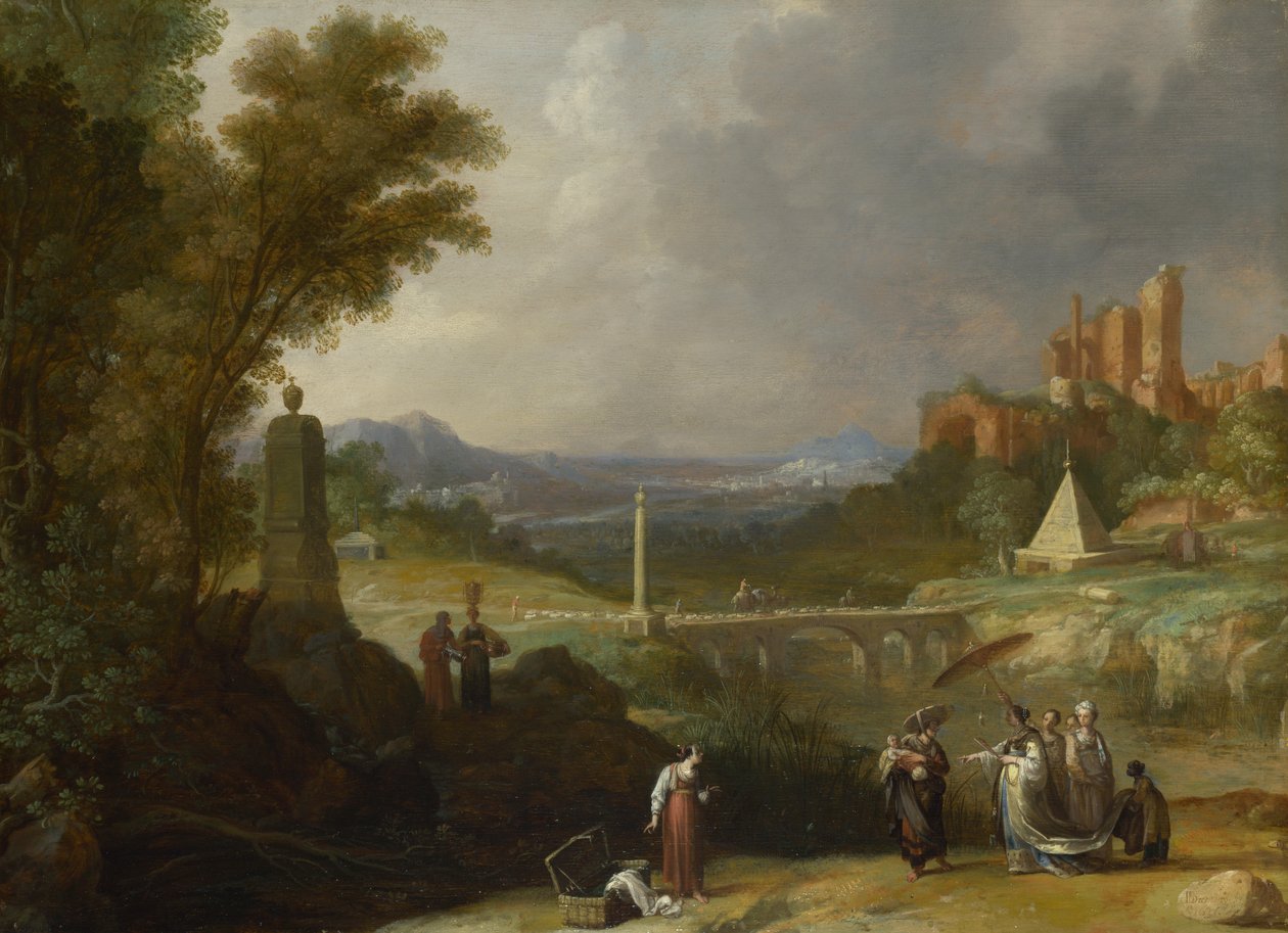 A csecsemő Mózes megtalálása a fáraók lánya által, 1636 alkotó: Bartholomeus Breenbergh