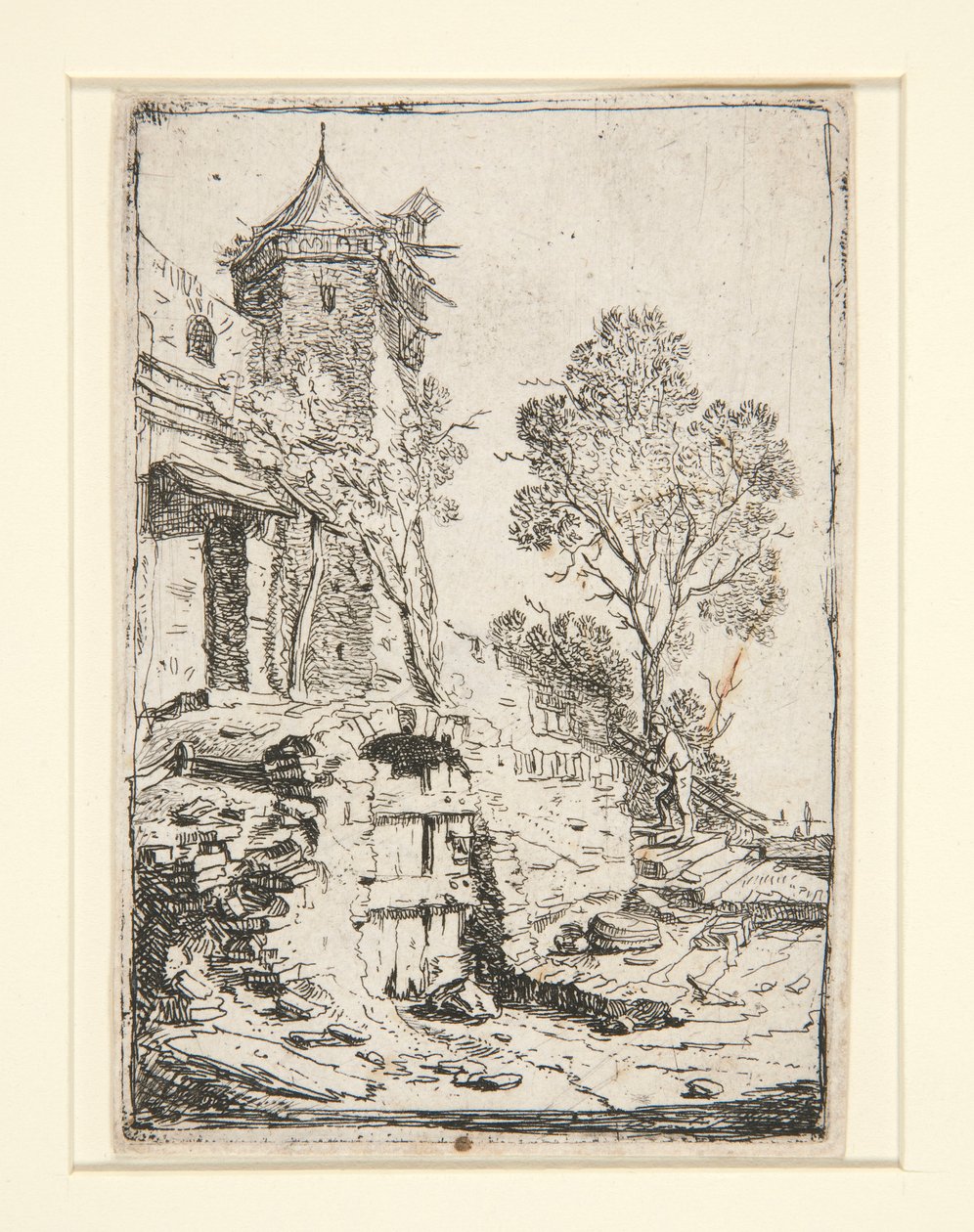 A ház a hatszögletű torony közelében alkotó: Bartholomeus Breenbergh