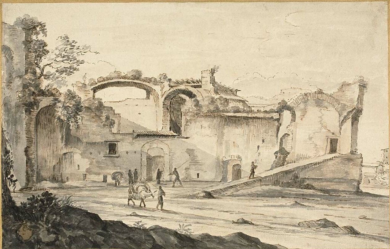 Utazók egy rom előtt alkotó: Bartholomeus Breenbergh