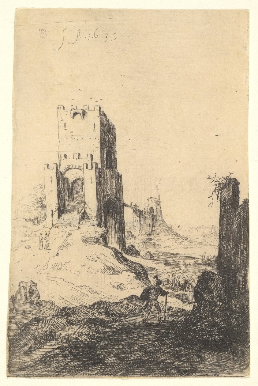 Kilátás a Ponte Mammolo-ra, a háttérben egy híd, a középső térben rámpás torony..., 1639. alkotó: Bartholomeus Breenbergh