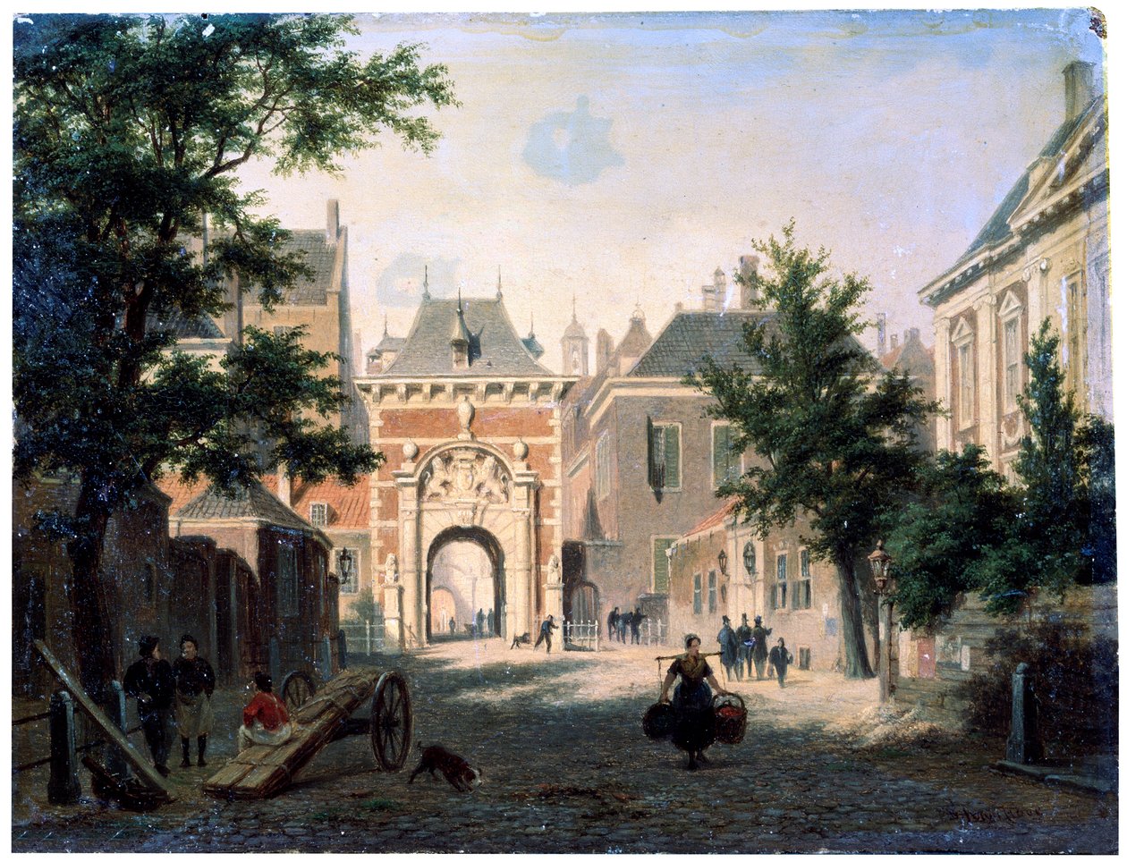 Egy város Hollandiában, 19. század. alkotó: Bartholomeus Johannes van Hove