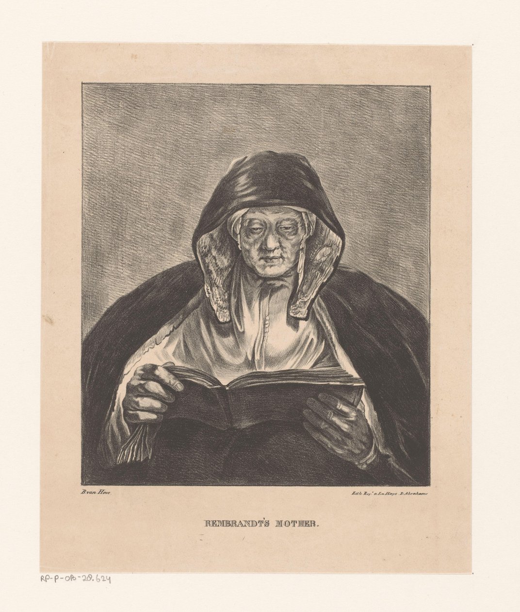 Olvasó öregasszony portréja Rembrandt anyja (cím a tárgyon) alkotó: Bartholomeus Johannes van Hove