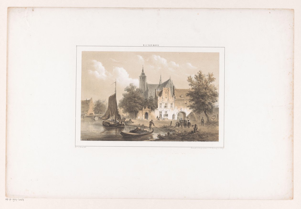 Városkép a folyóval és a templommal alkotó: Bartholomeus Johannes van Hove