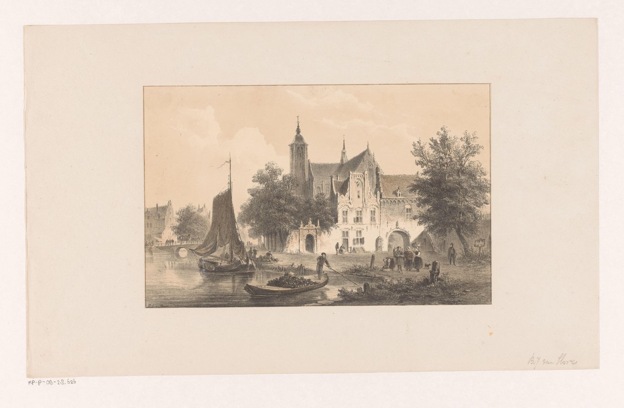 Városkép a folyóval és a templommal alkotó: Bartholomeus Johannes van Hove