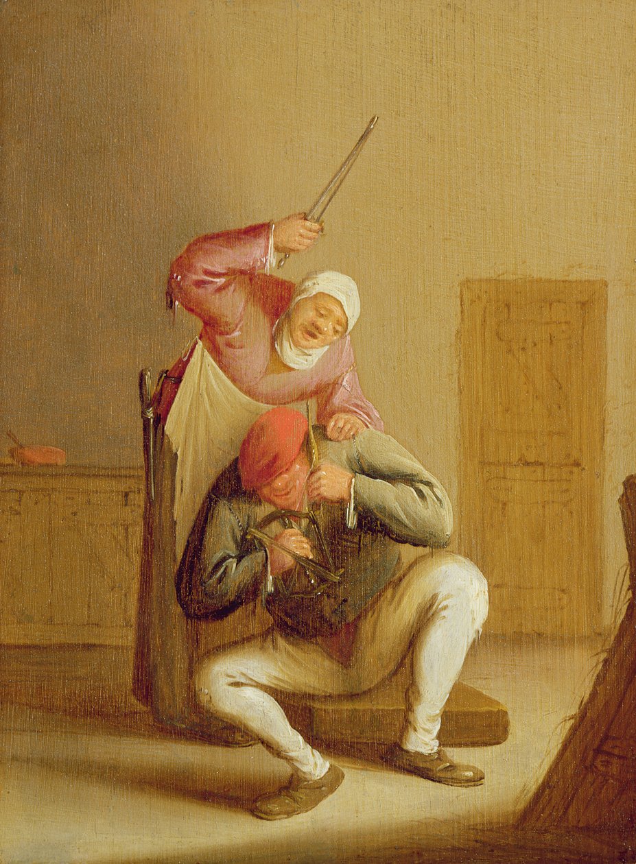 Egy feleség veri a férjét alkotó: Bartholomeus Molenaer
