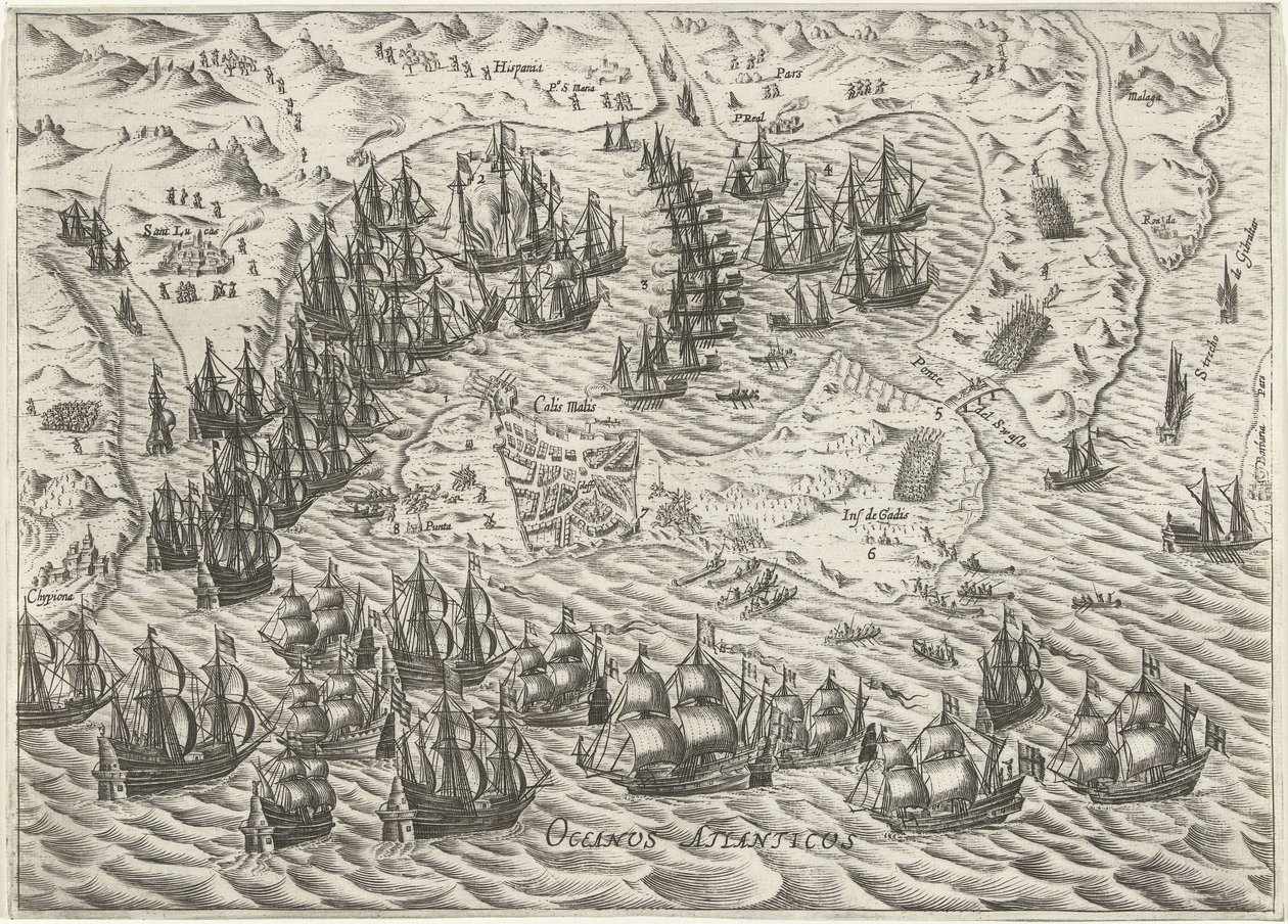 A cadizi csata, 1596 alkotó: Bartholomeus Willemsz. Dolendo (attributed to)