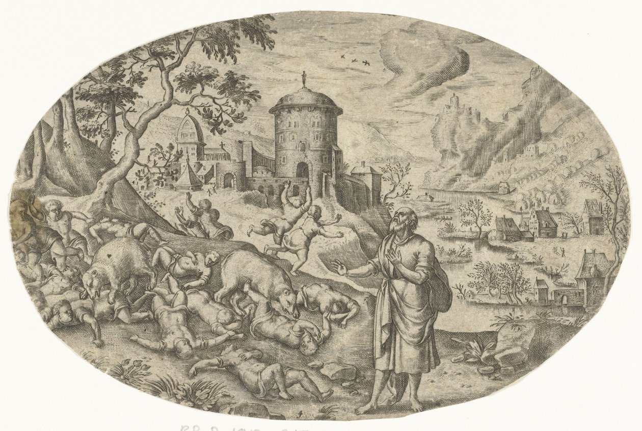 Elizeus átkozza a gyerekeket alkotó: Bartholomeus Willemsz. Dolendo