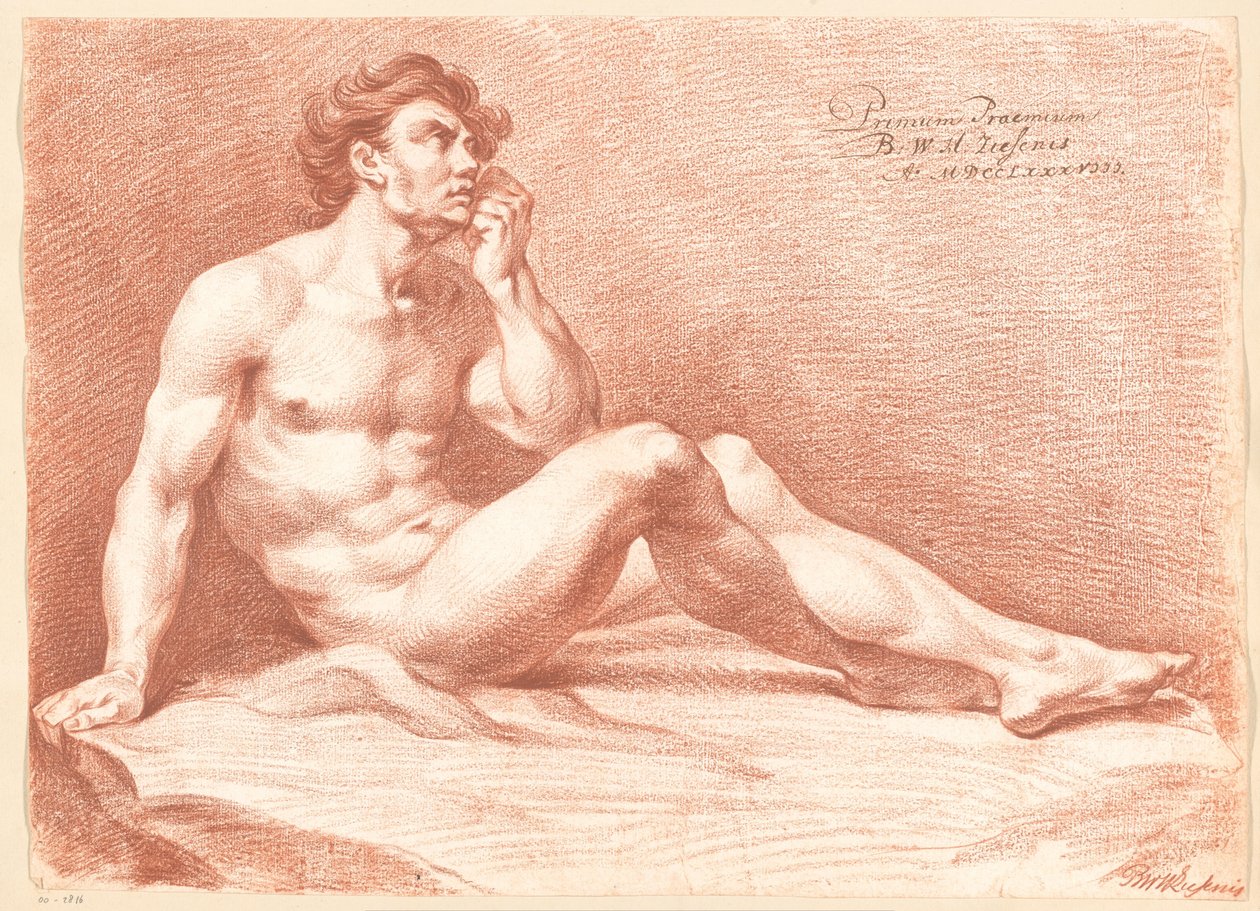 Ülő férfi akt, oldalnézet (1. díj, 1788) alkotó: Bartholomeus Ziesenis