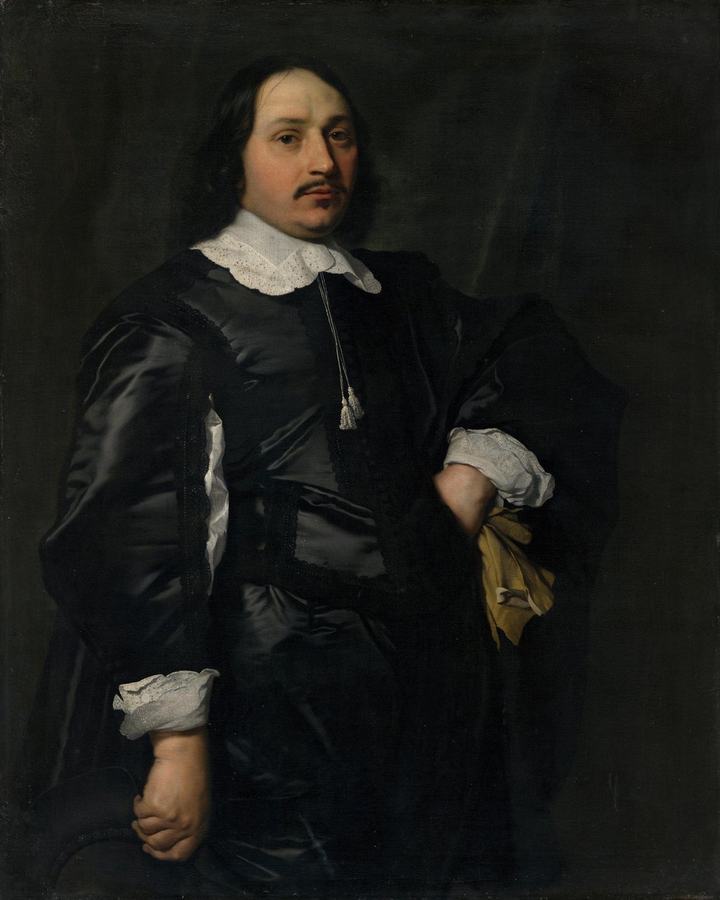 Fekete atlaszsabót viselő úr portréja alkotó: Bartholomeus van der Helst