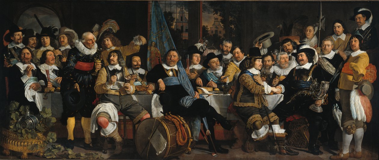 A münsteri béke ünnepe 1648. június 18-án a számszeríjas civi székházában alkotó: Bartholomeus van der Helst
