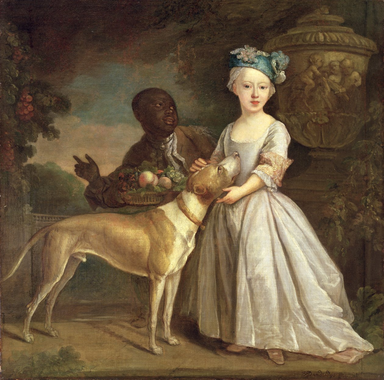 Fiatal lány kutyával és lappal alkotó: Bartholomew Dandridge