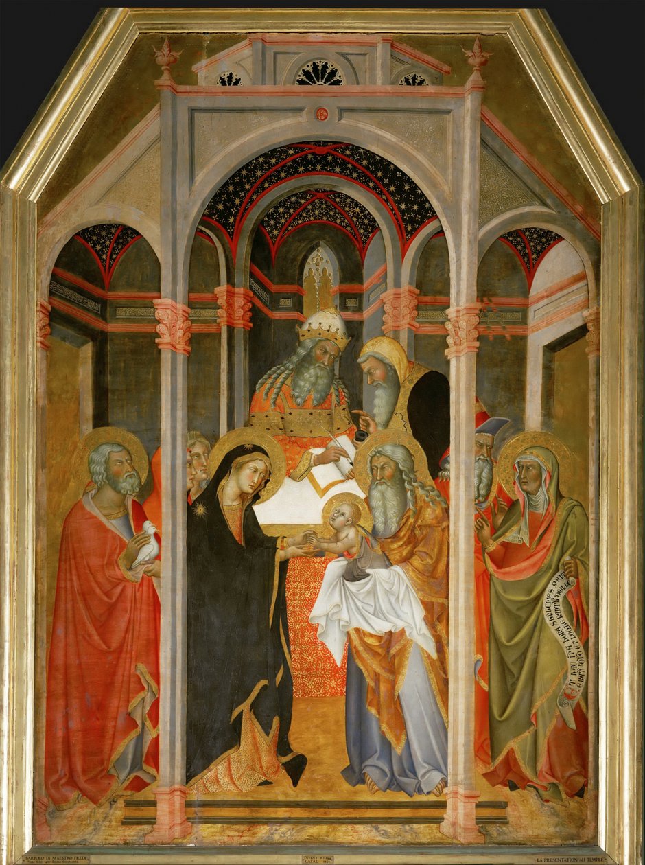 Bemutató a Bartolo di Fredi templomban alkotó: also Manfredi de Battilori Bartolo di Fredi