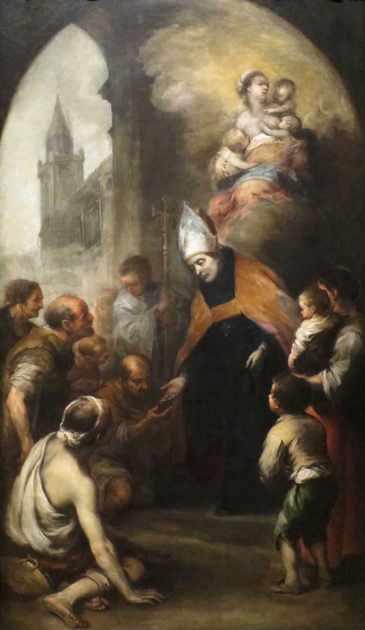 Villanovai Szent Tamás alamizsnát ad a szegényeknek alkotó: Bartolomé Esteban Murillo