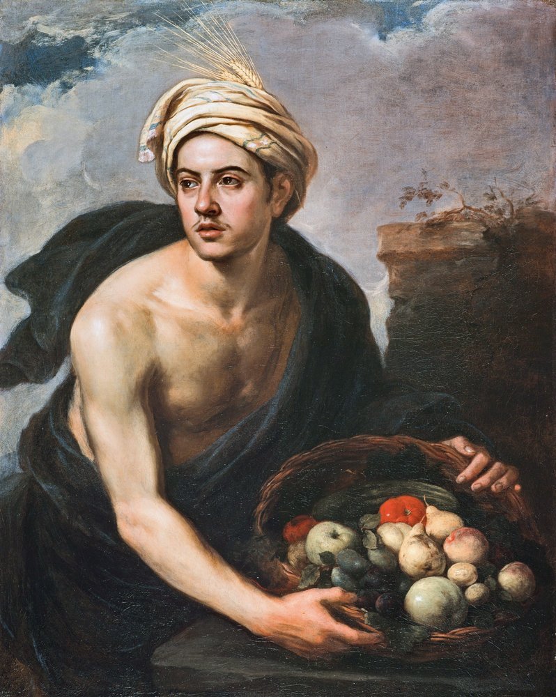 A fiatalember egy kosár gyümölccsel alkotó: Bartolomé Esteban Murillo