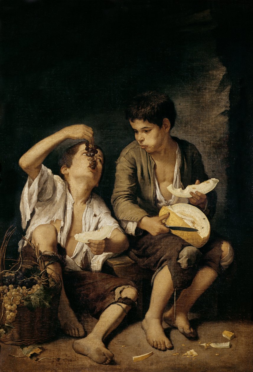 Két gyerek dinnyét és szőlőt eszik, 1645-46 alkotó: Bartolomé Esteban Murillo