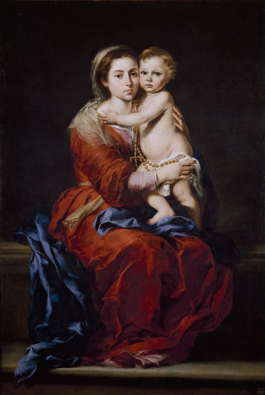 Szűz és gyermek rózsafüzérrel alkotó: Bartolomé Esteban Murillo