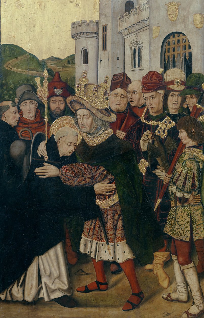 I. Ferdinánd kasztíliai király üdvözölte Siloszi Szent Domonkost, 1478-1480 alkotó: Bartolomé Bermejo