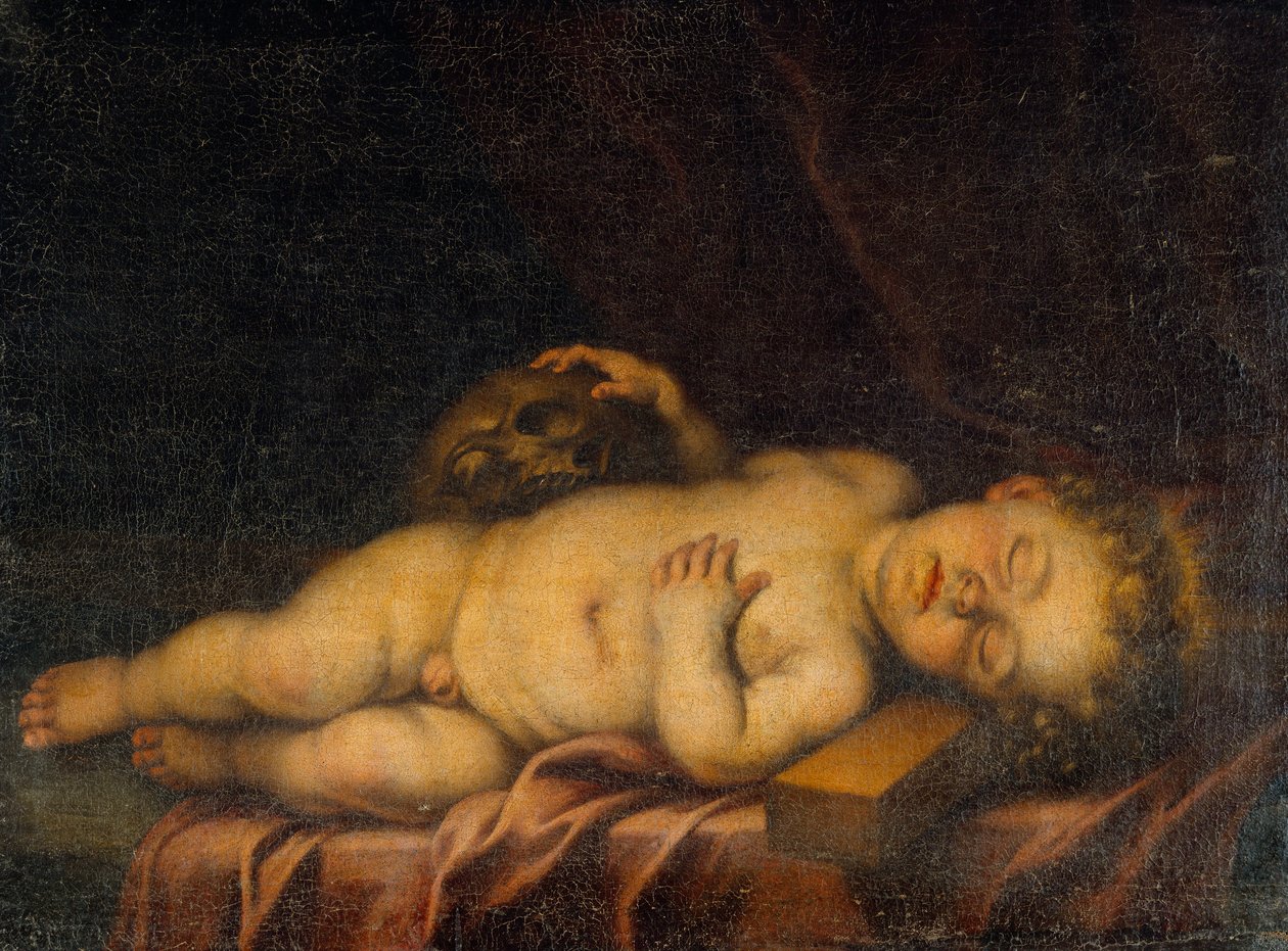 Krisztus gyermeke alszik a kereszten alkotó: Bartolomé Esteban Murillo