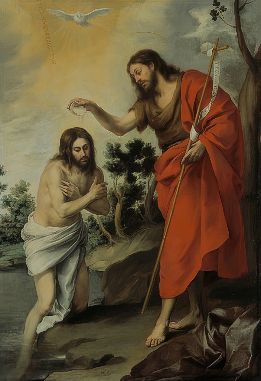Krisztus keresztsége. 1655 körül alkotó: Bartolomé Esteban Murillo
