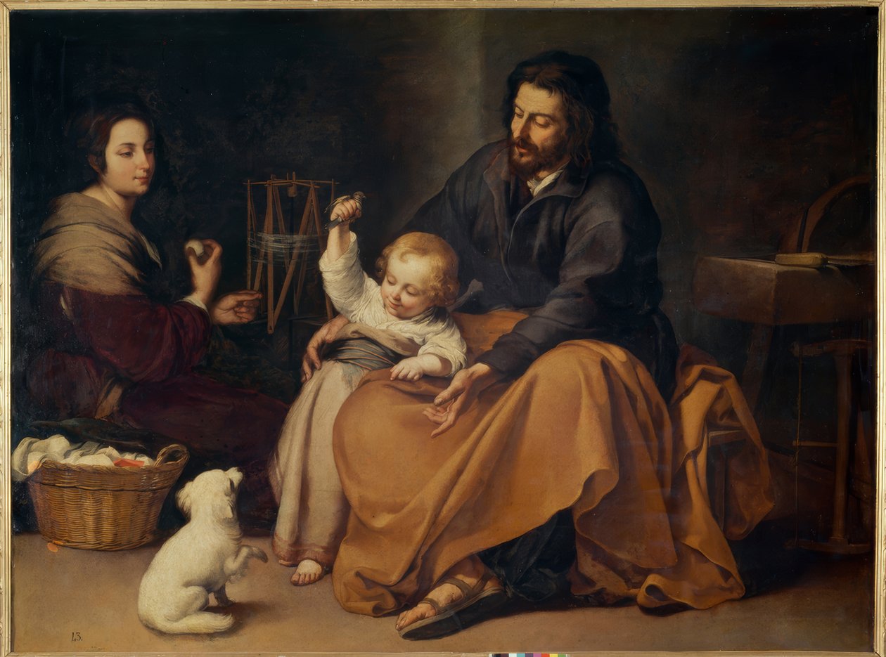 Szent család a kismadárral alkotó: Bartolomé Esteban Murillo