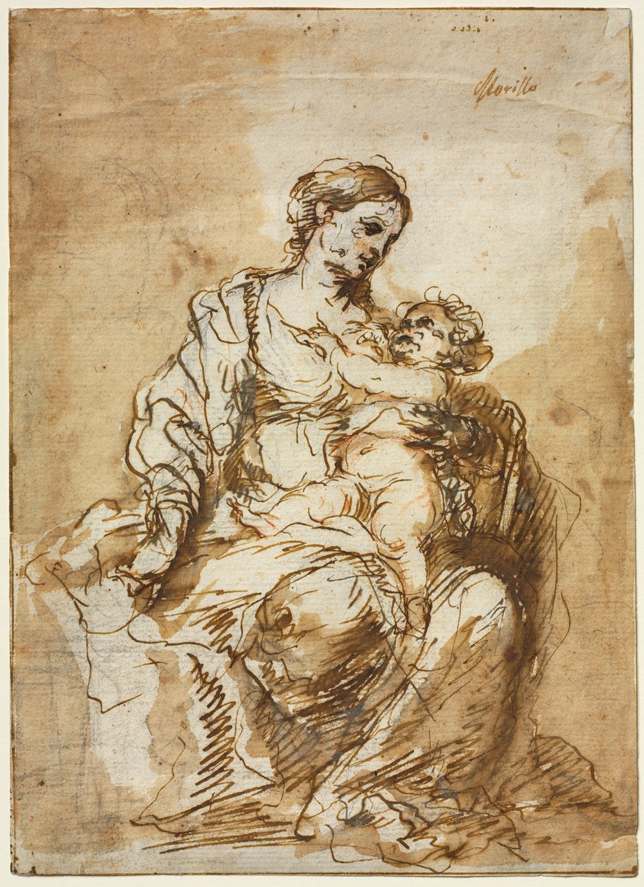 Madonna ápolja a Krisztus Gyermekét alkotó: Bartolomé Esteban Murillo