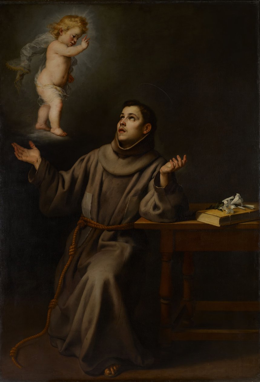Páduai Szent Antal látomása, 1652. alkotó: Bartolomé Esteban Murillo